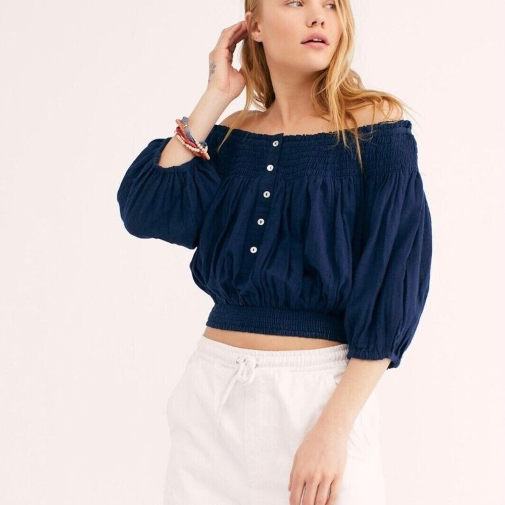 We the Free wide neck off shoulder summer top